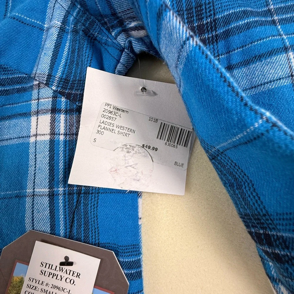 Stillwater Supply Co Blue Plaid Button-Up Western Shirt Womens NWT - Picture 3 of 13